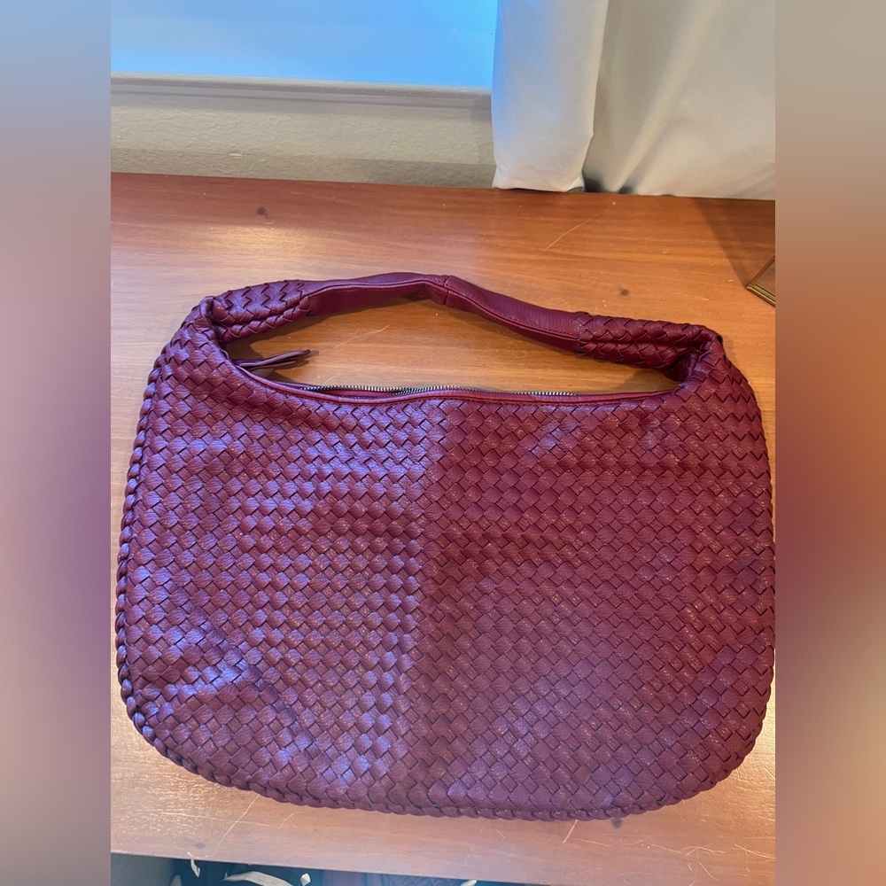 Woven Burgundy Hobo Bag